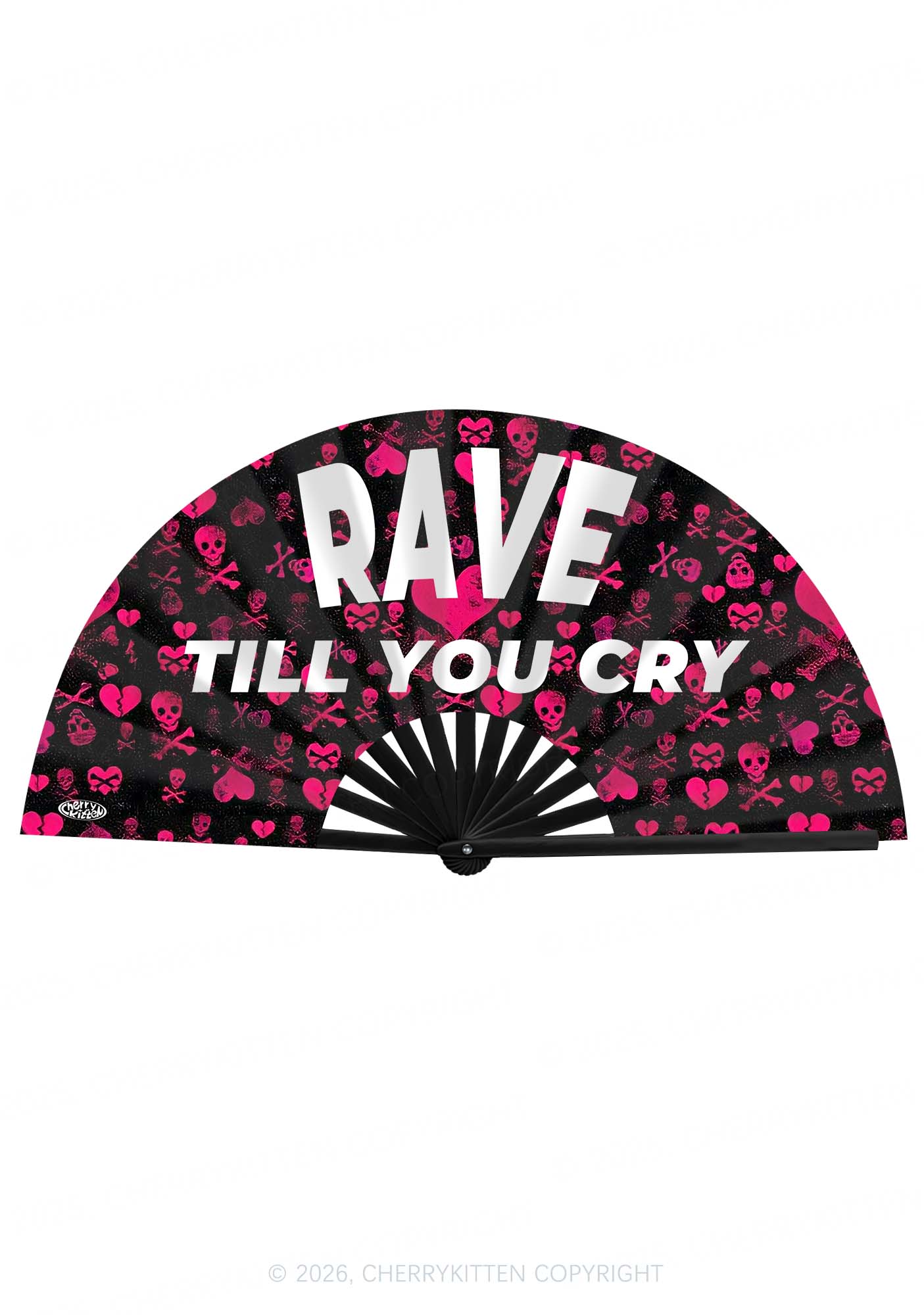 Rave Till You Cry Y2K Rave Hand Fan Cherrykitten