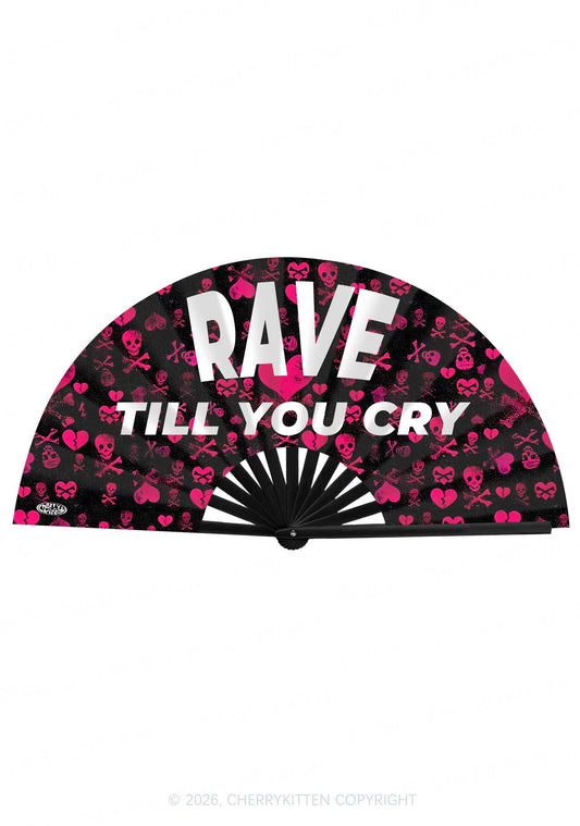 Rave Till You Cry Y2K Rave Hand Fan Cherrykitten