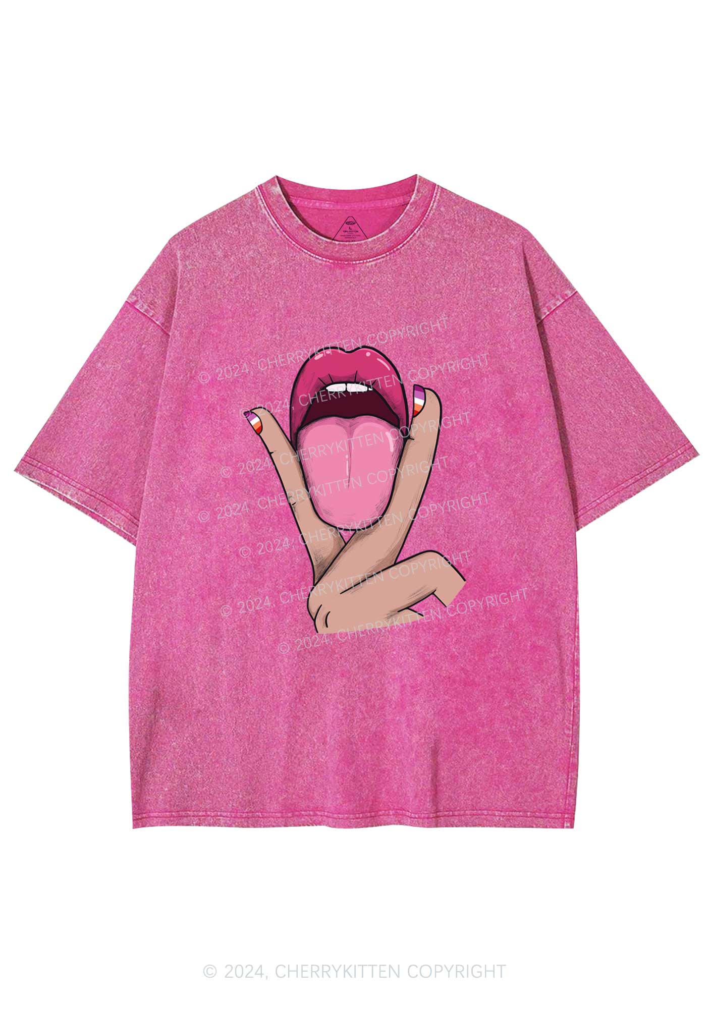 Lesbian Kissing Y2K Washed Tee Cherrykitten