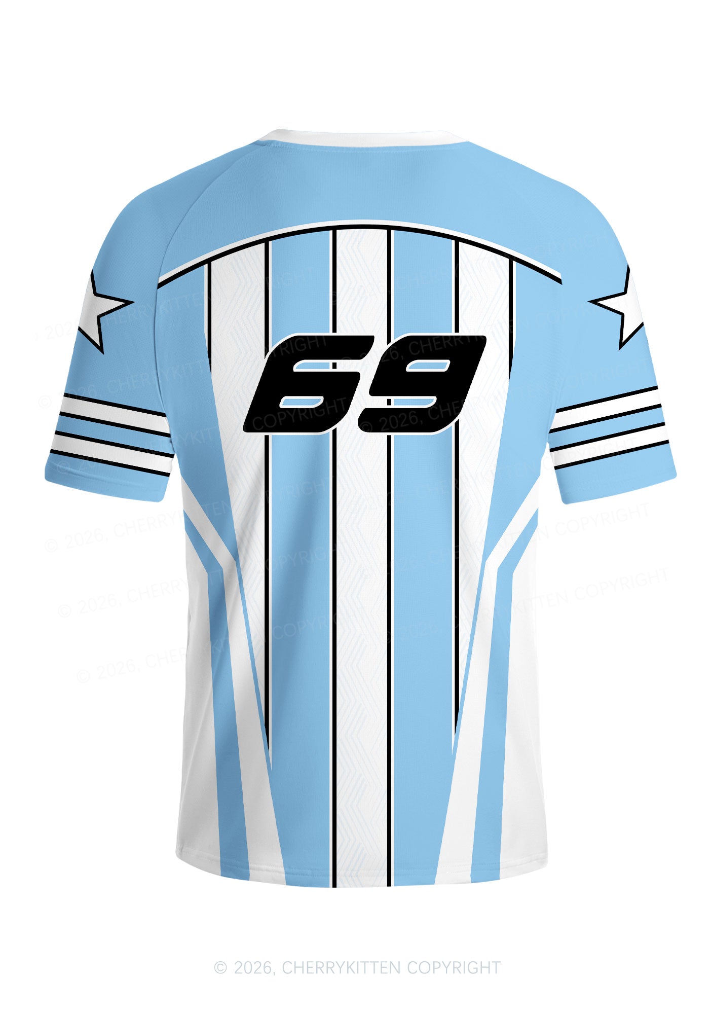 Custom Blue White Stripes Y2K Football Jersey Shirts Cherrykitten