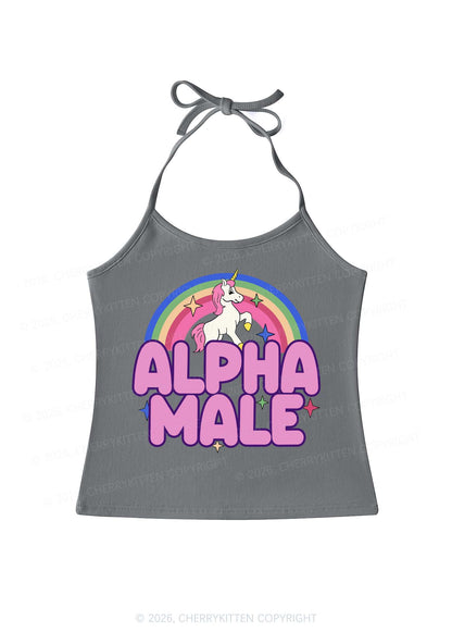 Rainbow Unicorn Alpha Male Y2K Halter Neck Cami Cherrykitten