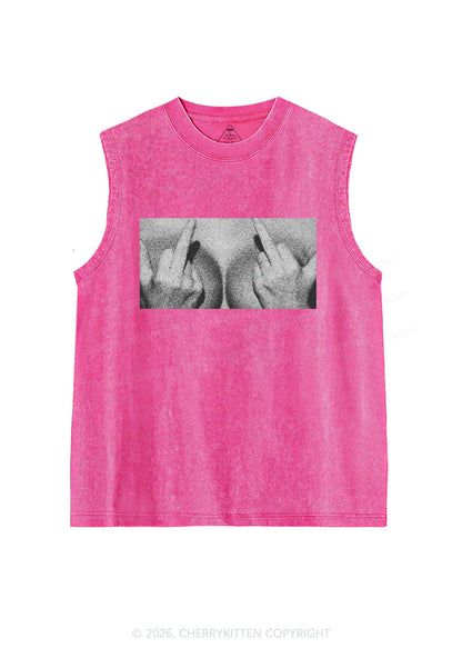 Middle Finger Bxxbs Y2K Washed Muscle Tank Cherrykitten