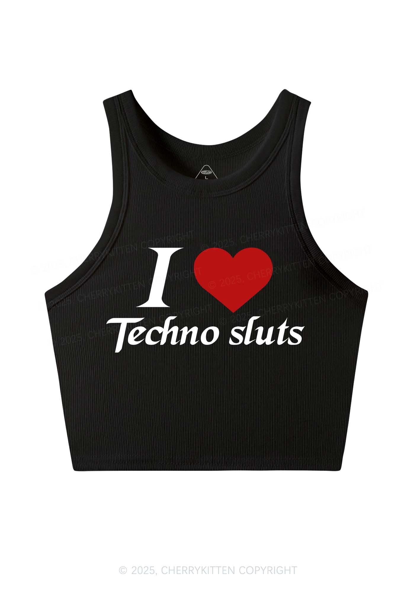 I Love Techno Slxts Y2K Crop Tank Top Cherrykitten