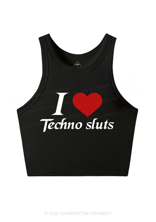 I Love Techno Slxts Y2K Crop Tank Top Cherrykitten