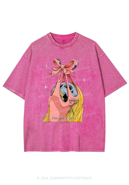 Halloween Skull Gift Y2K Washed Tee Cherrykitten