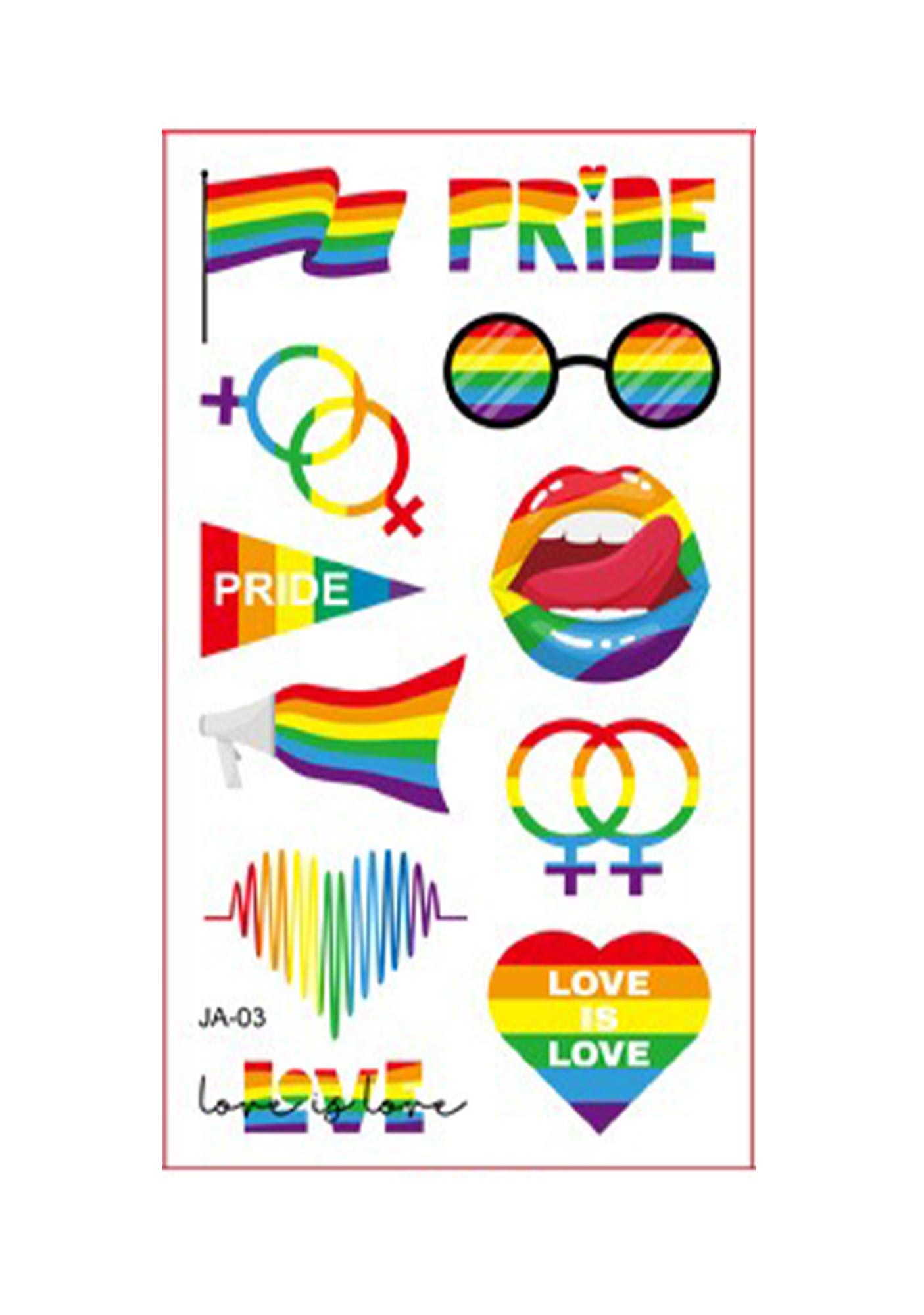 1pc Y2K Pride Rainbow Tattoo Sticker Cherrykitten