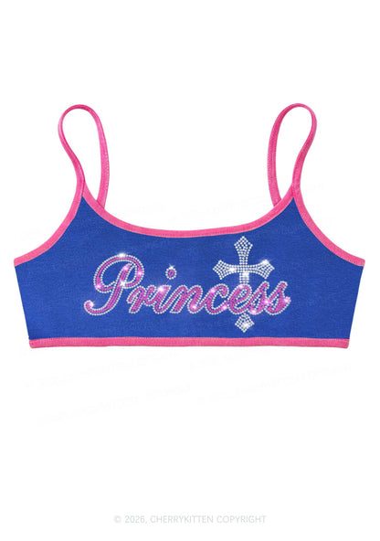 Rhinestone Princess Cross Y2K Super Crop Cami Cherrykitten
