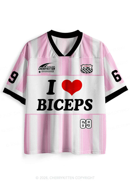 I Love Biceps Y2K Sport Jersey Shirts Cherrykitten