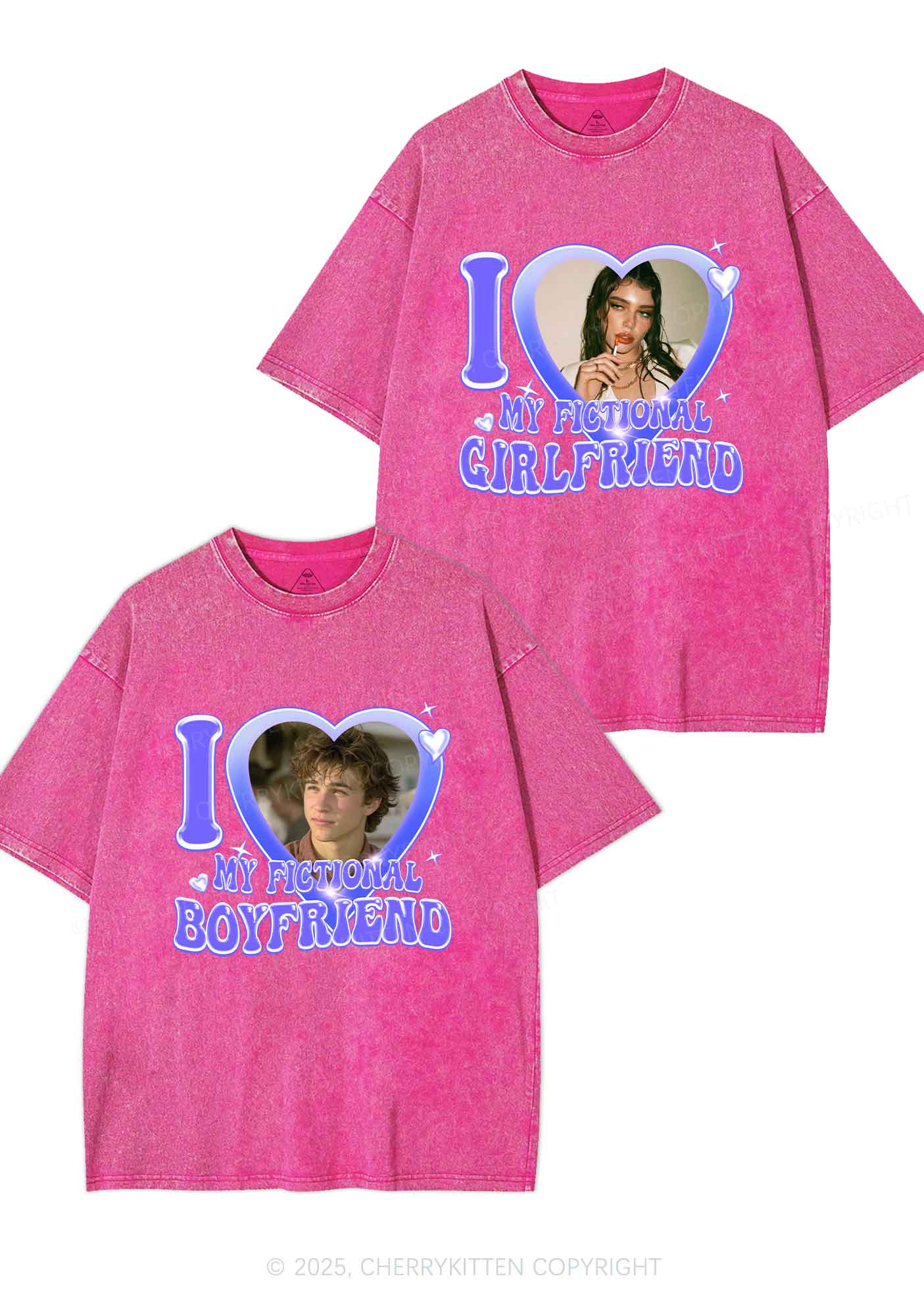 I Love My Fictional GF BF Y2K Valentine's Day Washed Tee Cherrykitten