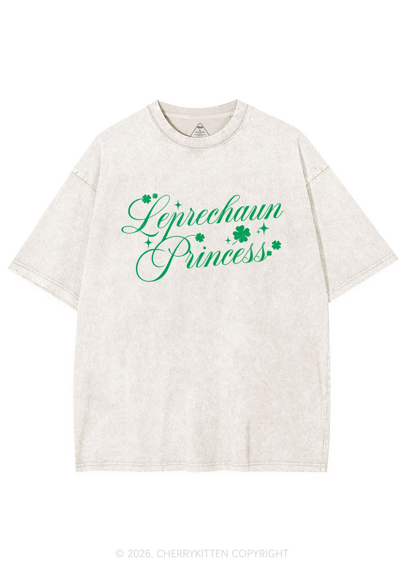 Leprechaun Princess St Patricks Y2K Shirts Washed Tee Cherrykitten