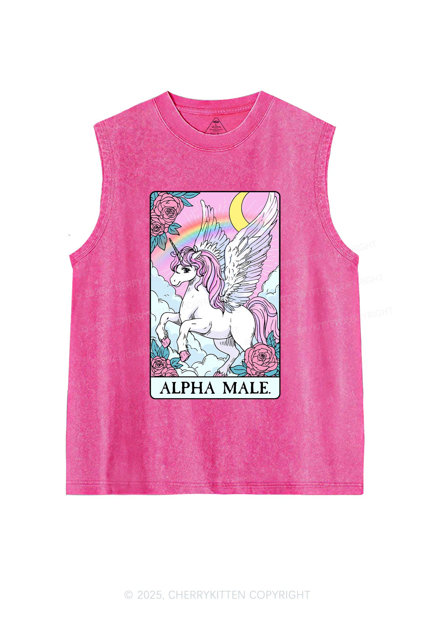 Rose Unicorn Alpha Male Y2K Washed Muscle Tank Cherrykitten