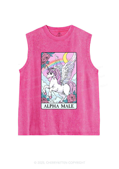 Rose Unicorn Alpha Male Y2K Washed Muscle Tank Cherrykitten