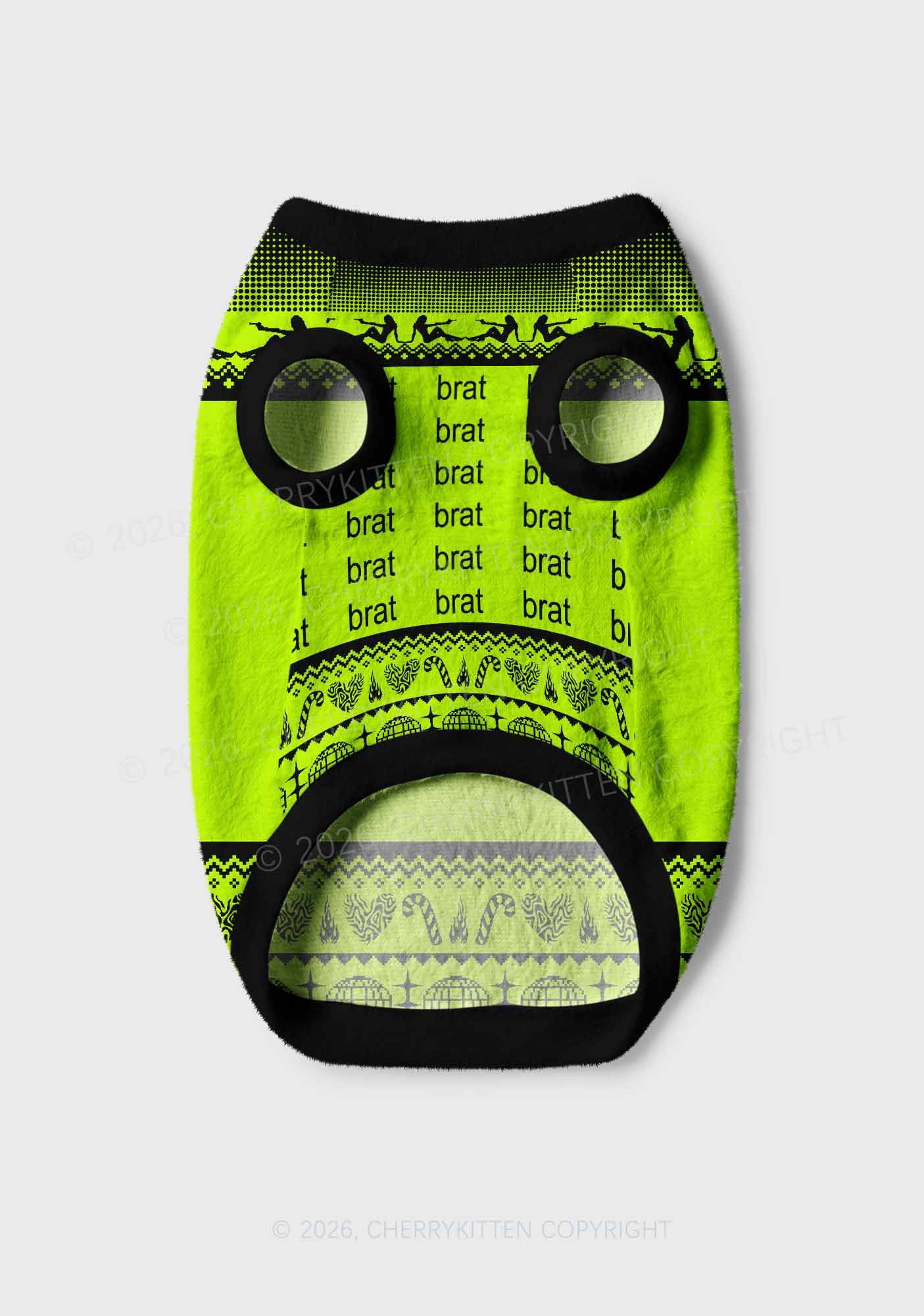 Green Brat Y2K Pet Knit Sweatshirt Cherrykitten