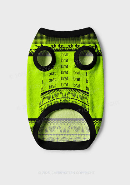 Green Brat Y2K Pet Knit Sweatshirt Cherrykitten