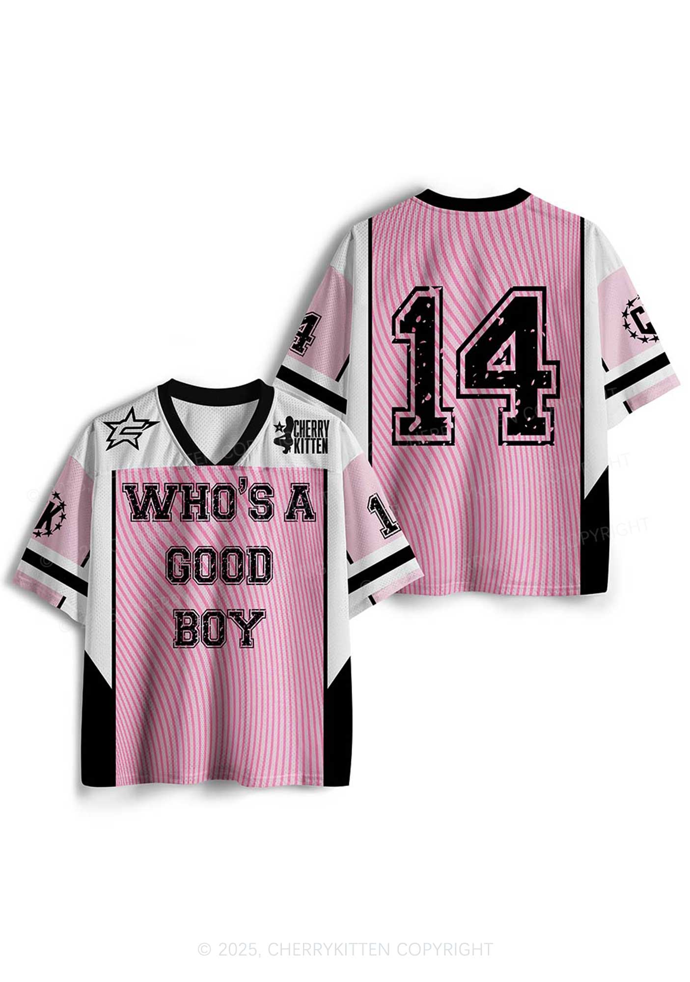 Custom Pink Whos A Good Boy Y2K Sport Jersey Shirts Cherrykitten