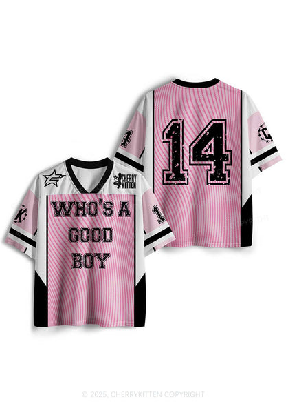 Custom Pink Whos A Good Boy Y2K Sport Jersey Shirts Cherrykitten