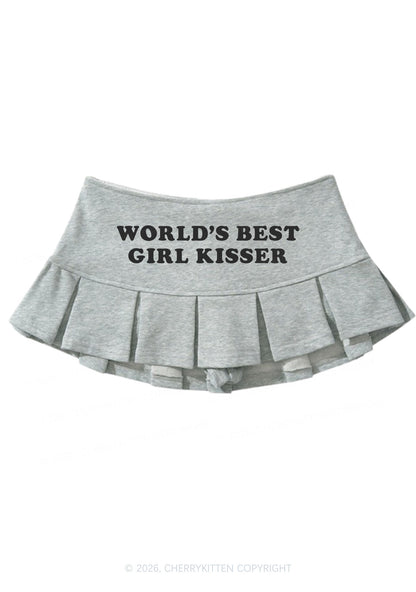 Worlds Best Girl Kisser Pride Y2K Mini Pleated Skirts Cherrykitten