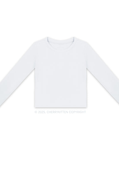 Plain Y2K Long Sleeve Crop Top Cherrykitten