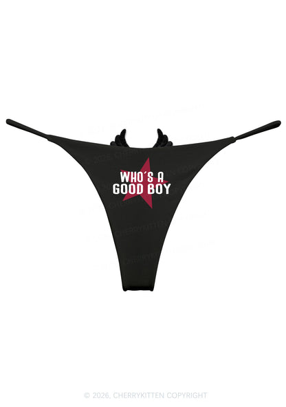 Whos A Good Boy Y2K Bikini String Thong With Black Wings Cherrykitten