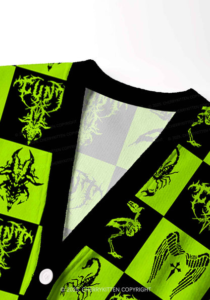 Dark Cxxt Y2K Christmas Cardigan Knit Sweatshirt Cherrykitten