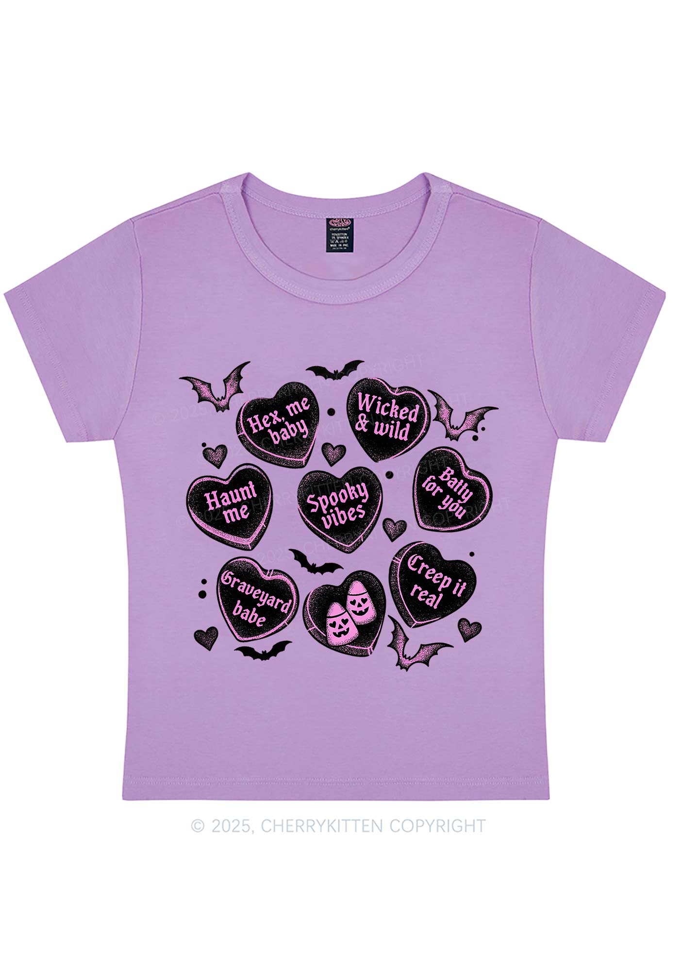 Spooky Candy Heart Valentine's Day Y2K Baby Tee Cherrykitten