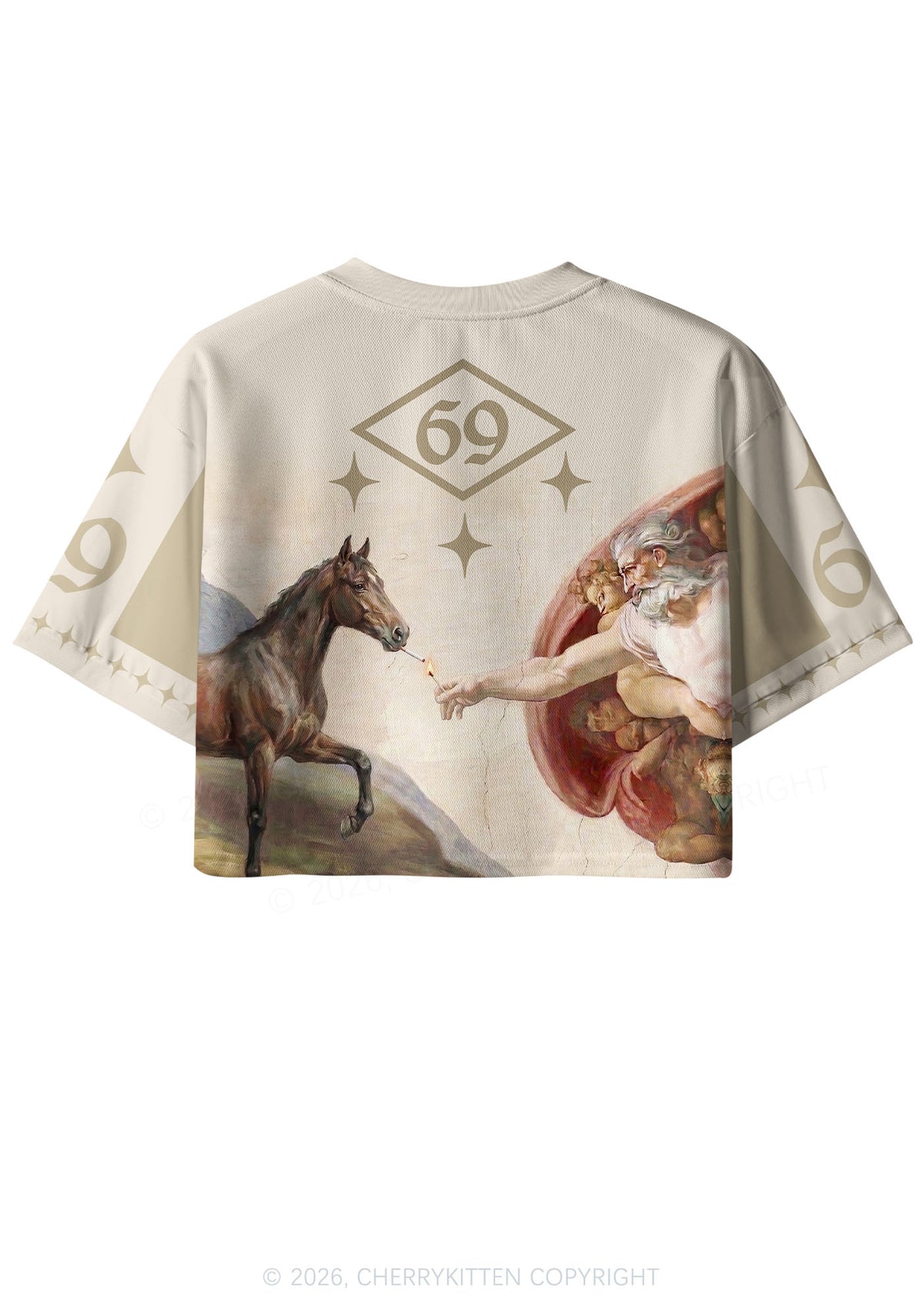 God Smoking Horse Y2K Crop Sport Jersey Shirts Cherrykitten