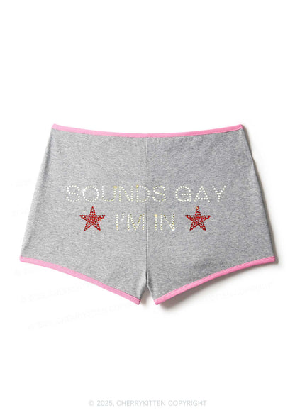 Rhinestone Sounds Gay Pride Y2K Booty Shorts Cherrykitten