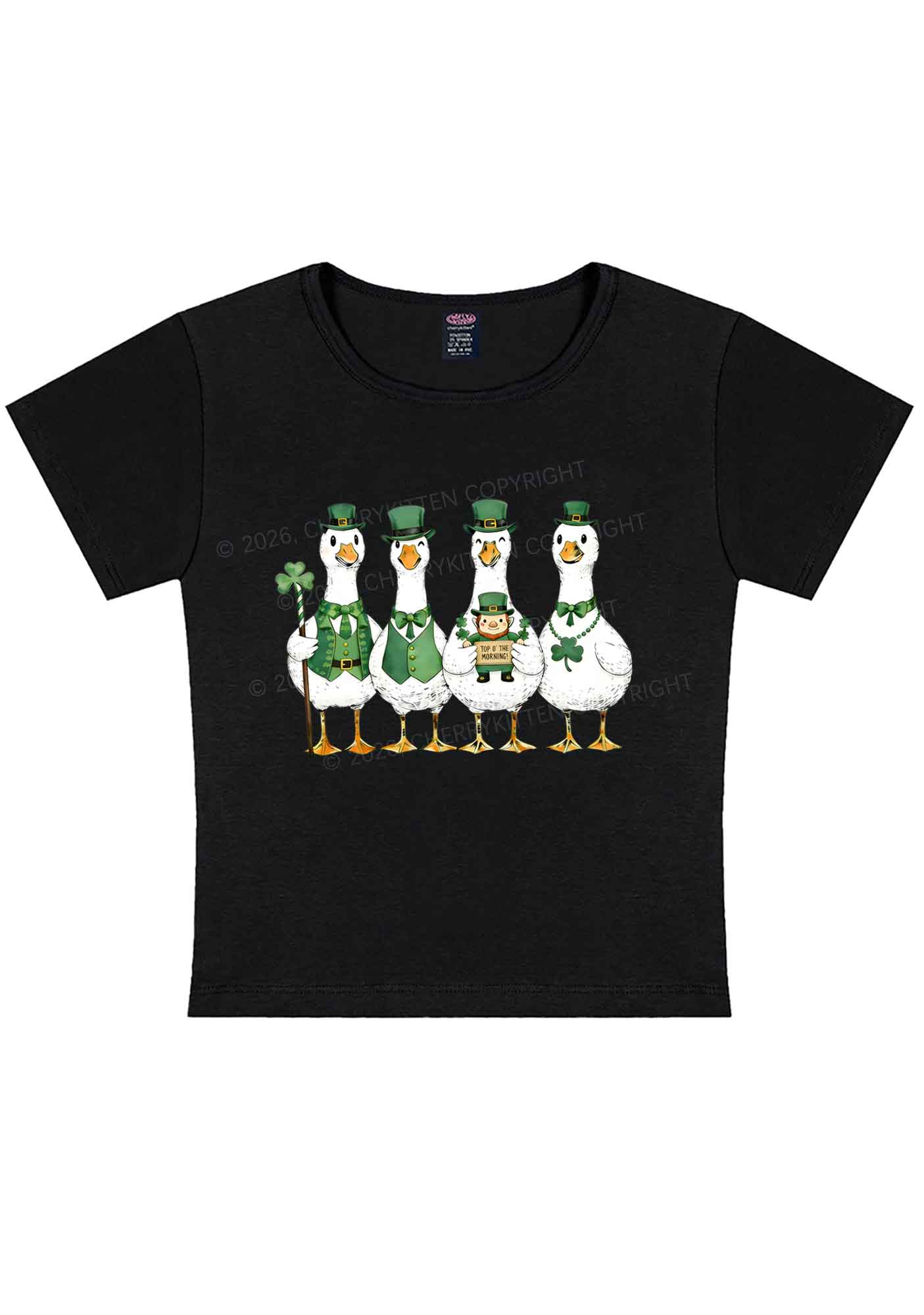 Irish Goose Gang St Patricks Y2K Baby Tee Cherrykitten
