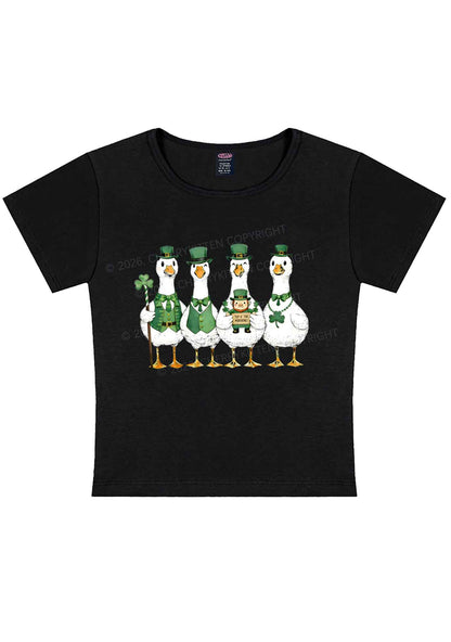 Irish Goose Gang St Patricks Y2K Baby Tee Cherrykitten