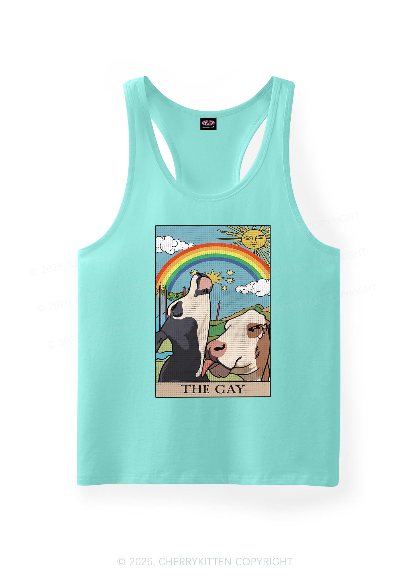 Gay Cow Play Pride Y2K Men Racerback Tank Top Cherrykitten