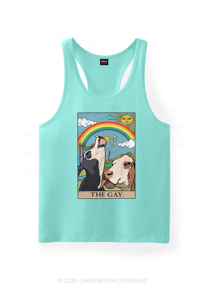 Gay Cow Play Pride Y2K Men Racerback Tank Top Cherrykitten