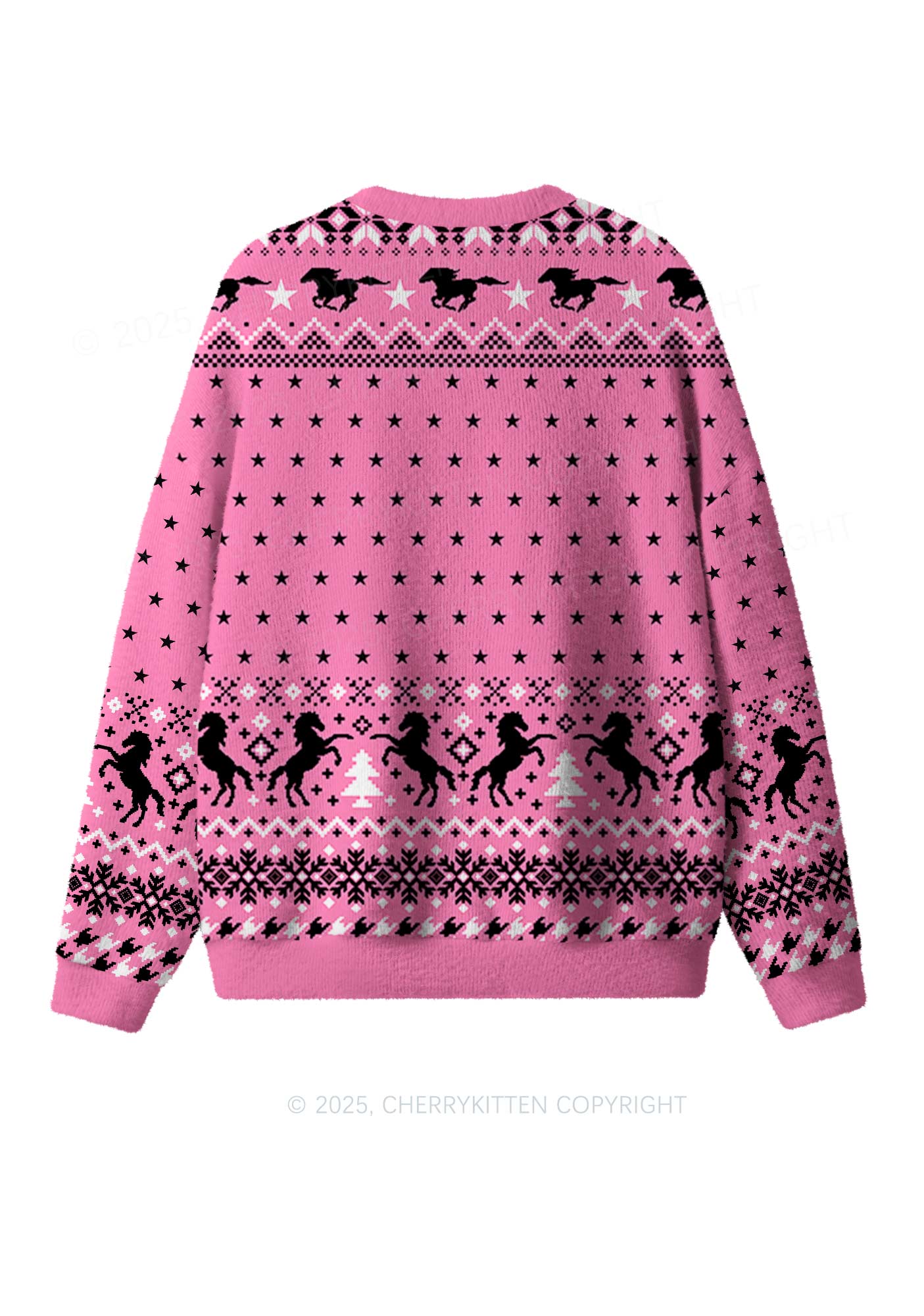 Ride A Mustache Y2K Christmas Knit Sweatshirt Cherrykitten