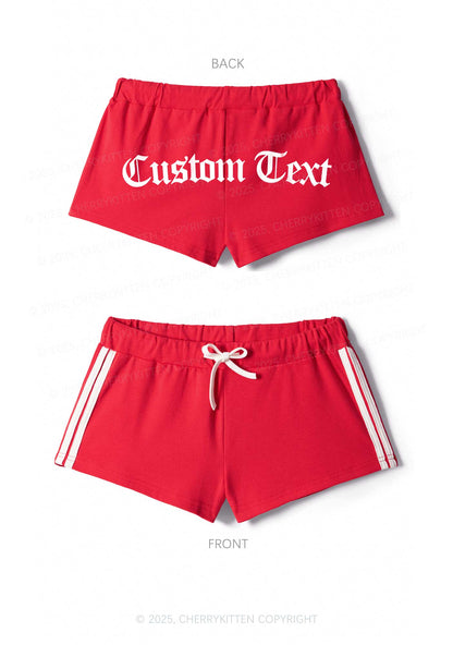 Custom Gothic Text Y2K Drawstring Mini Shorts Cherrykitten