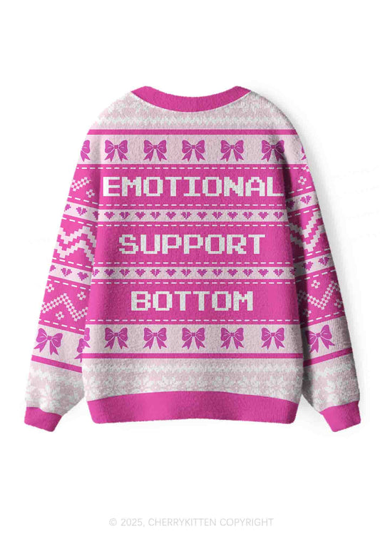 Emotional Support Bottom Pride Y2K Christmas Cardigan Knit Sweatshirt Cherrykitten