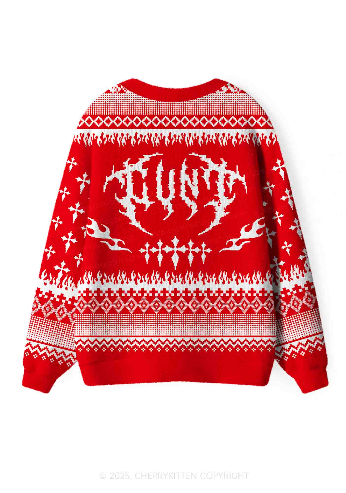Punk Cxxt Y2K Christmas Cardigan Knit Sweatshirt Cherrykitten