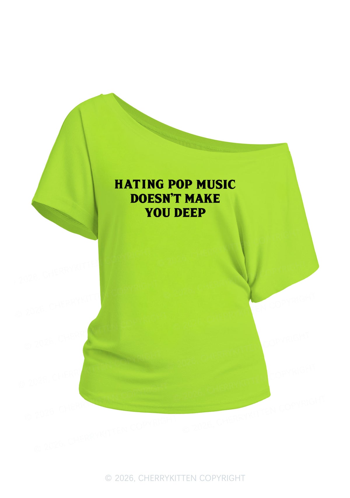 Hating Pop Music Y2K Off Shoulder Tee Cherrykitten