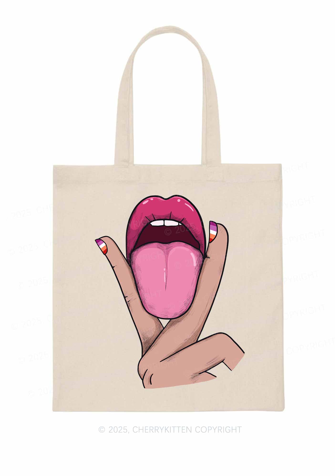 Lesbian Kissing Pride Y2K Canvas Tote Bag Cherrykitten