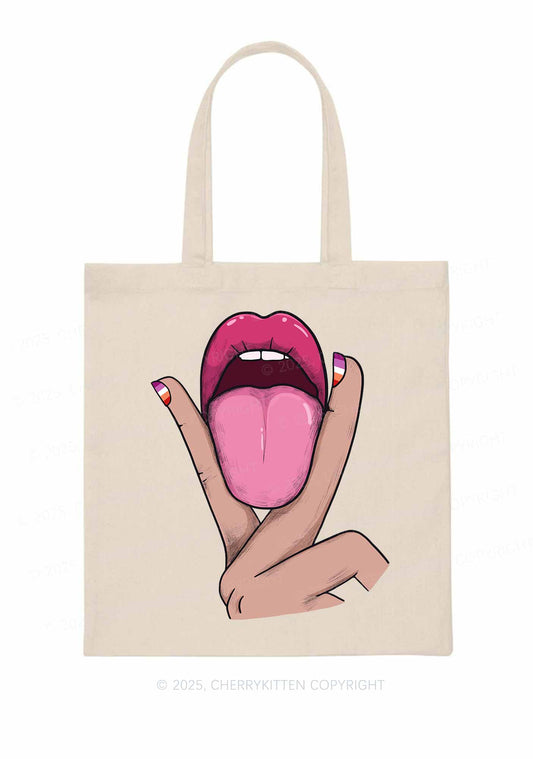 Lesbian Kissing Pride Y2K Canvas Tote Bag Cherrykitten
