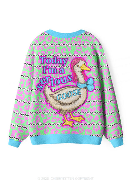Serious Goose Y2K Christmas Cardigan Knit Sweatshirt Cherrykitten