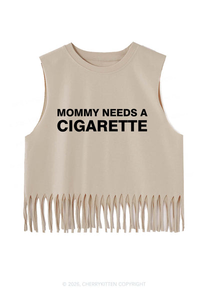 Mommy Needs A Cigarette Y2K Fringe Tank Top Cherrykitten