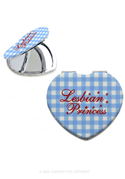 Lesbian Princess Blue Plaid Pride Y2K Folding Makeup Mirror Cherrykitten