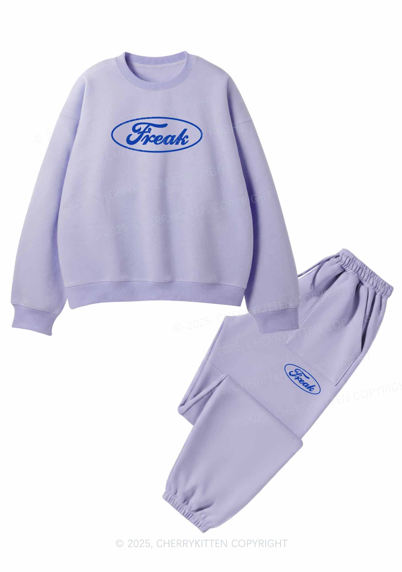 Oval Freak Y2K Fleece Sweatshirts Set Cherrykitten