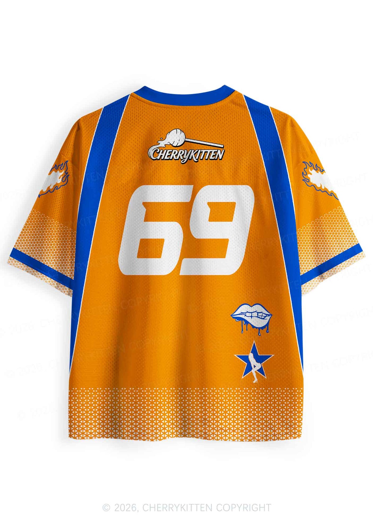 Orange Spit In My Mouth Y2K Sport Jersey Shirts Cherrykitten