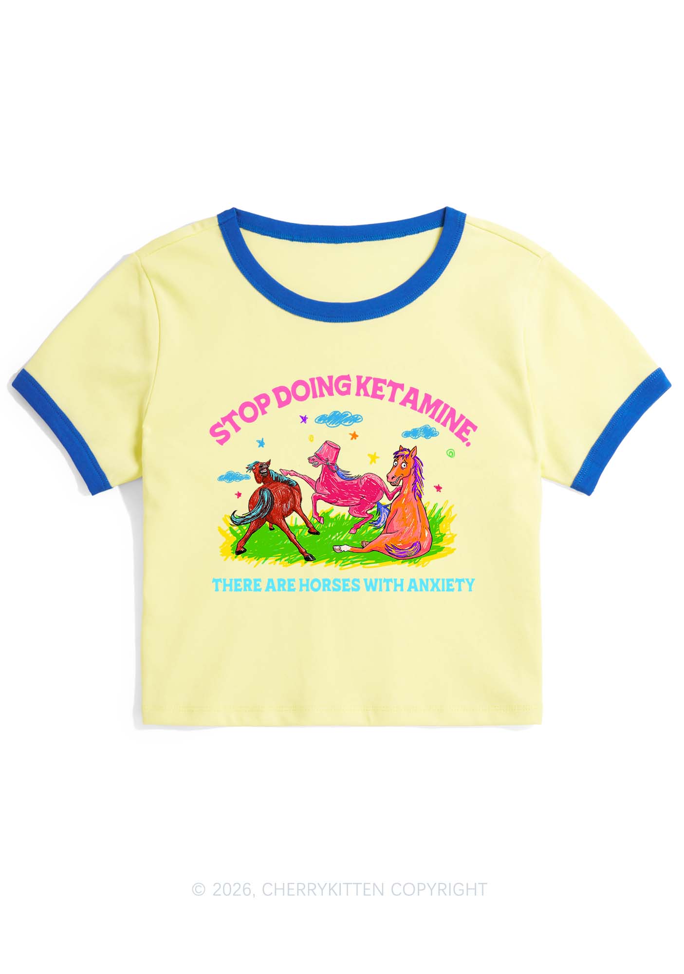 Horses With Anxiety Y2K Ringer Tee Cherrykitten