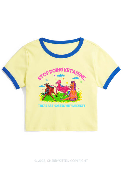 Horses With Anxiety Y2K Ringer Tee Cherrykitten