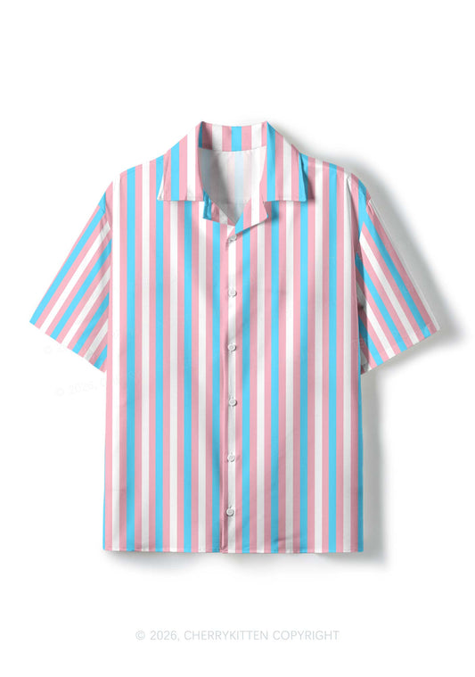 Transgender Flag Pride Y2K Print Hawaiian Shirt Cherrykitten