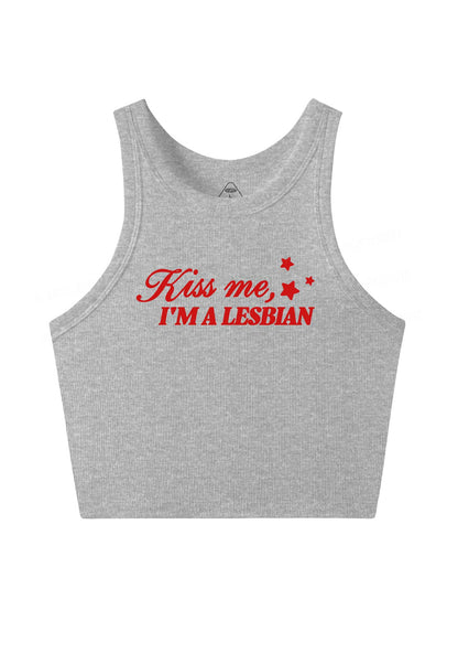 Kiss Me Im Lesbian Pride Y2K Crop Tank Top Cherrykitten