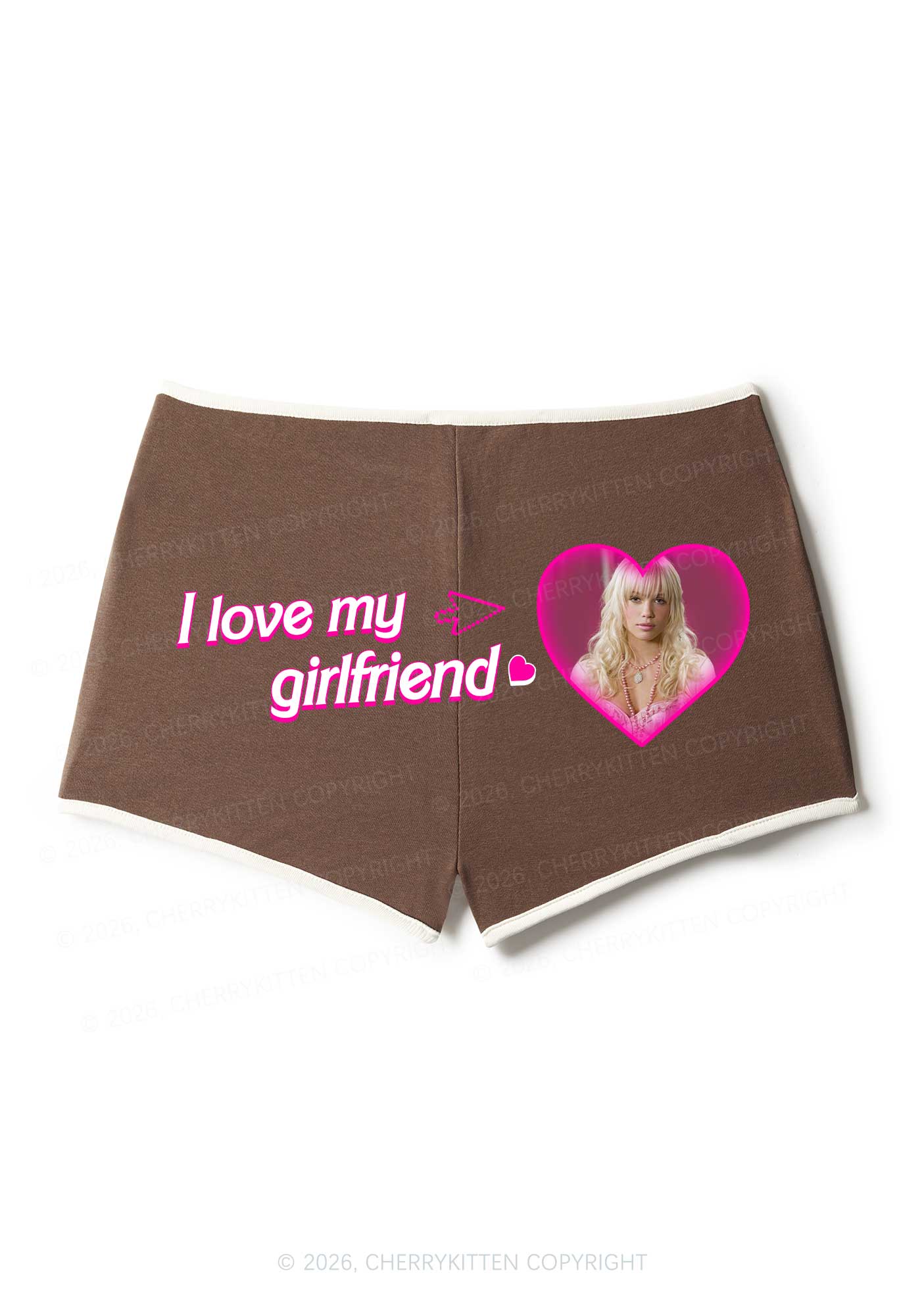 Custom I Love My GF BF Valentine's Day Y2K Booty Shorts Cherrykitten