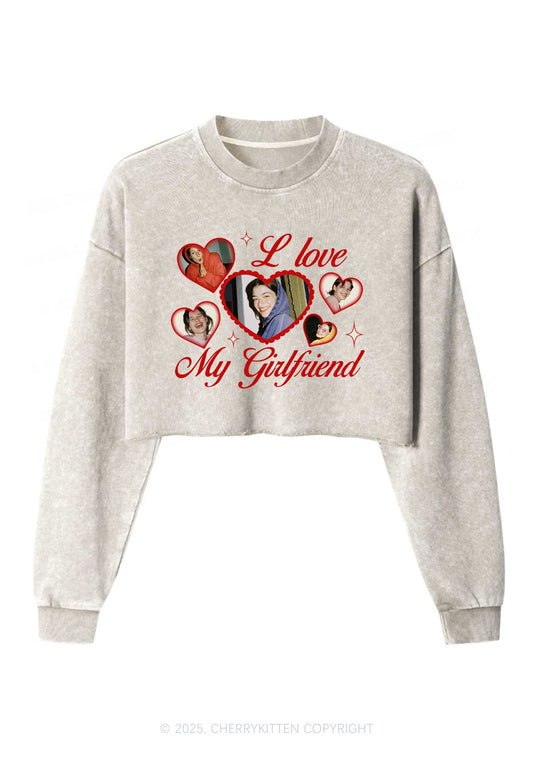 Custom Boyfriend Photos Y2K Crop Washed Sweatshirts Cherrykitten