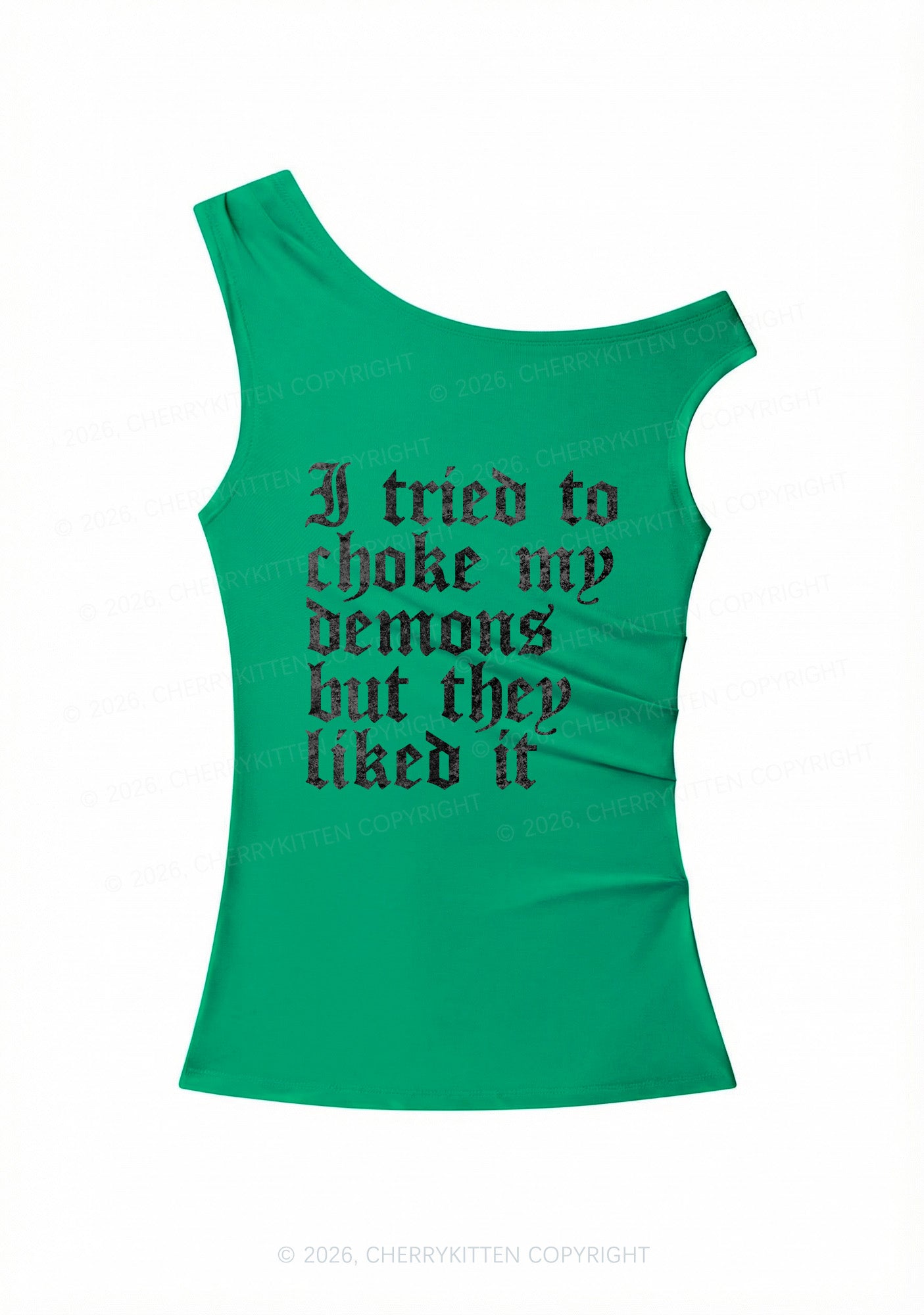 Halloween Choke Demons They Liked Y2K Off Shoulder Tank Top Cherrykitten
